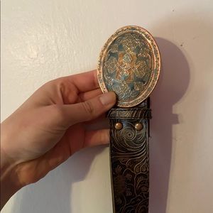 Belt with oriental buckle